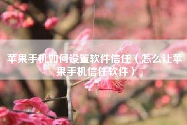 苹果手机如何设置软件信任（怎么让苹果手机信任软件）