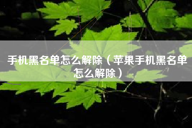 手机黑名单怎么解除（苹果手机黑名单怎么解除）