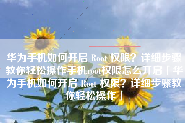 华为手机如何开启 Root 权限？详细步骤教你轻松操作手机root权限怎么开启「华为手机如何开启 Root 权限？详细步骤教你轻松操作」